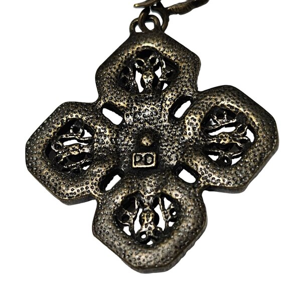 Vintage Premier Designs Purple Rhinestone Floral Medallion Pendant Art Deco - Picture 2 of 6